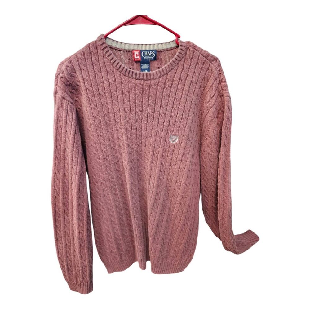 CHAPS Salmon Cableknit Sweater Mens Size Large